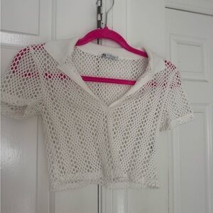 Zara Cream Crochet Crop Top